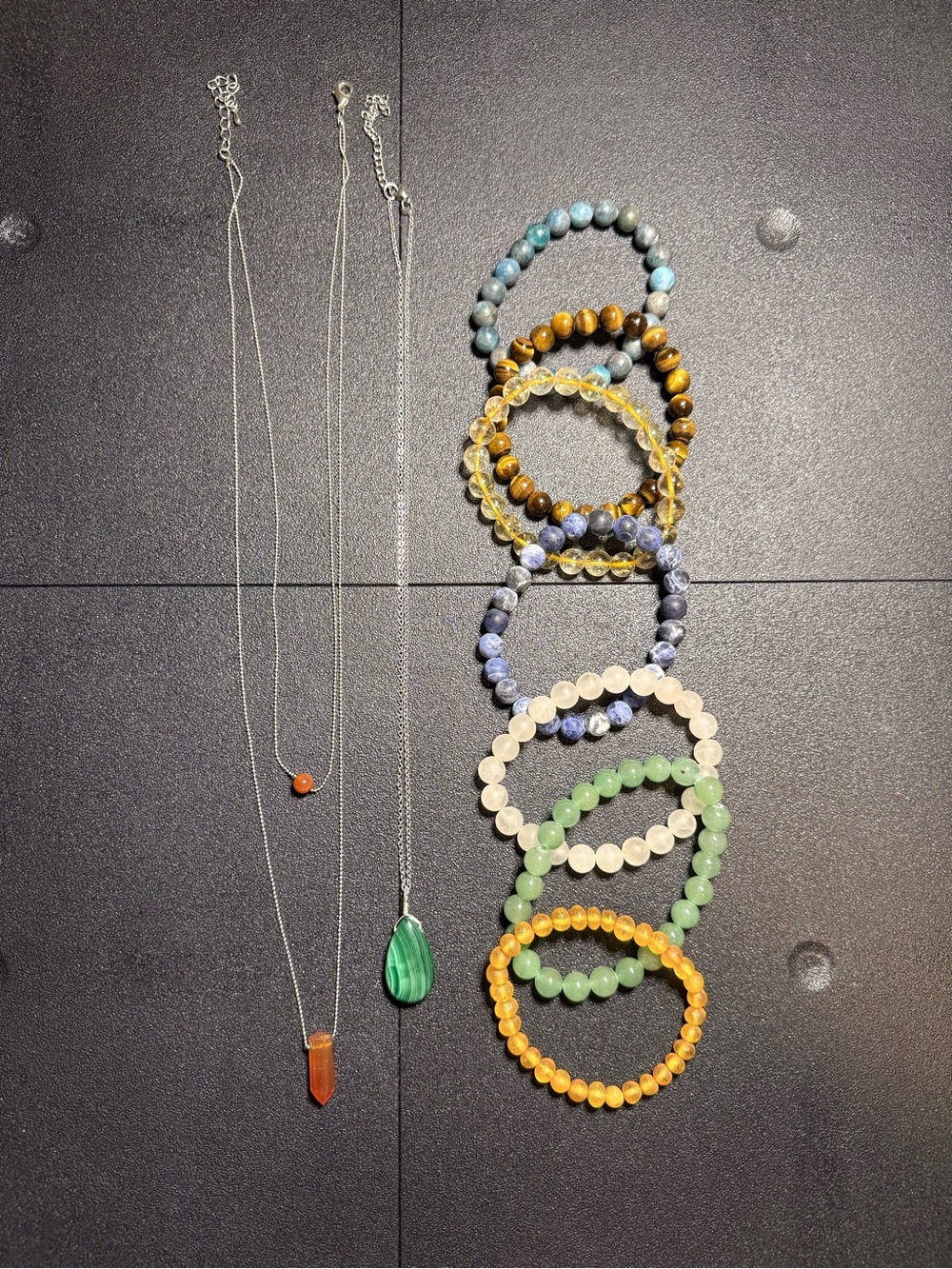 Natural Stone Beaded Bracelets and Pendant Necklaces